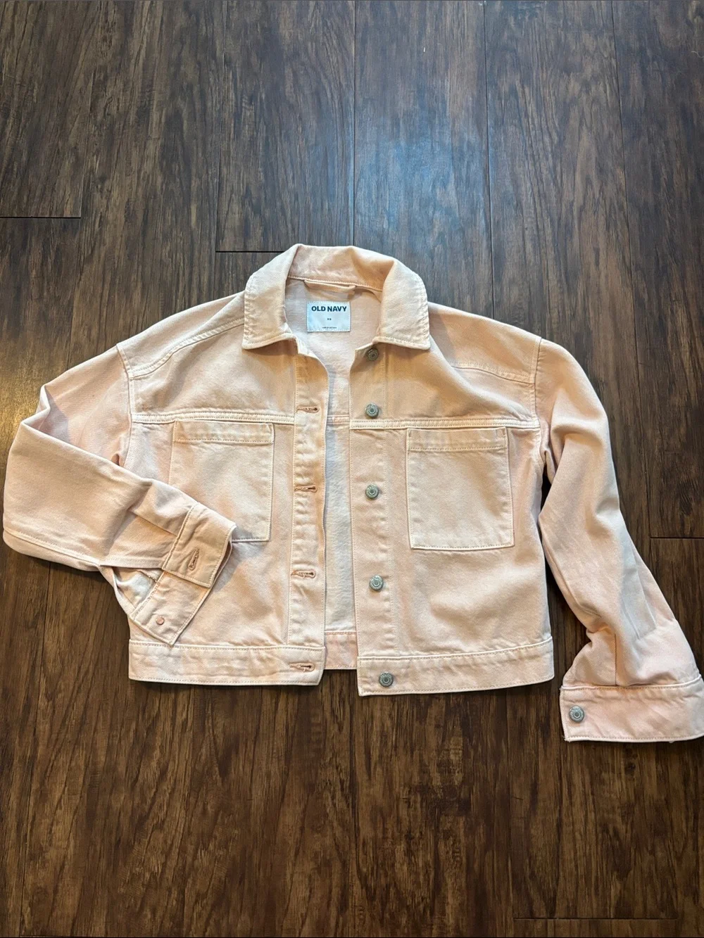 Old Navy Light Peach Cropped Denim Jacket